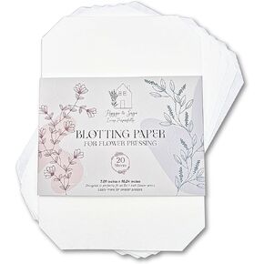 Hygge & Sage Premium Natural Fiber Blotting Paper for Flower Press Art; 20 Large Sheets for a Press up to 8x11 Inches; Absorbent, Versatile, and Acid-Free Reusable Blotter Paper for Flower Pressing