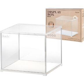 Rolife Dust Cover for Miniature House Building Sets Dsplay Case, Stackable Acrylic Display Box for Collectibles Storage Box with Door Dustproof Prevention (10.6x8.6x8.5inch)