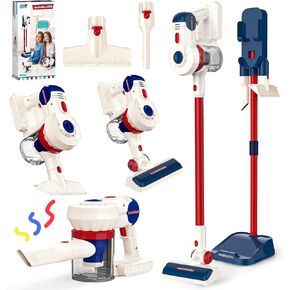 Kids Vacuum That Really Works, SMILESSKIDDO Kids Cleaning Toy Set - 3 in 1 Suction Design & Safe Material Toy Vacuum - Perfect Montessori Pretend Vacuum for Toddlers 3-8