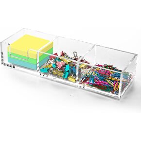 Sticky Note Holder 3in1 Clear Acrylic Memo Holder Desk Organizer Includes 3 Pack Sticky Notes for School Home Office Post Pop Note Dispenser for 3"x3" Note Pad Holder (SNH03)