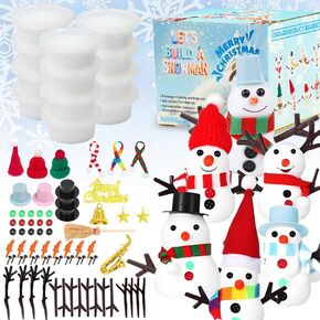 12 Pack Build a Snowman Kit Snowman Crafts, Modeling Clay Snowman DIY Kit for Kids, Christmas Stocking Stuffers for Kids, Christmas Crafts Xmas Gift (Build Snowman Kit)