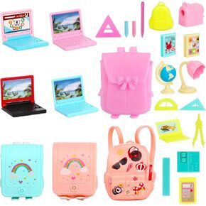 SOTOGO 34 Pieces Doll House School Supplies Mini School Accessories Dollhouse Toy Home Miniature Model DIY Doll Accessories