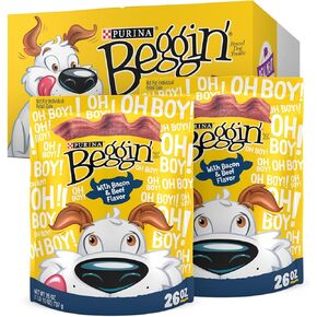 Purina Beggin' Strips With Real Meat Dog Treats With Bacon and Beef Flavors - (Pack of 2) 26 oz. Pouches