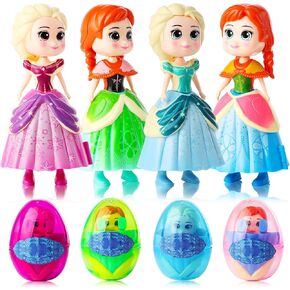 xutengy 4 Pack Easter Basket Stuffers Gifts Jumbo Princess Eggs，Deformation Prefilled Toys for Kids Toddler Boys Girls ，Easter Basket Essentials Fillers Party Favors Surprise Eggs