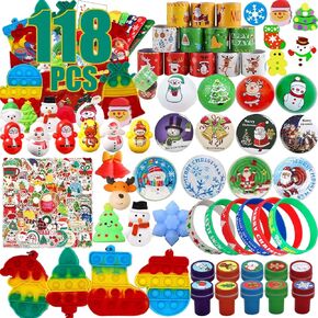 118 Pcs Party Favors for Kids, Christmas Goodie Bag Stuffers Prizes for Kids Classroom, Treasure Box Toys for Classroom, Pinata Stuffers, Bulk Stocking Stuffers for Kids 4-8 Gifts