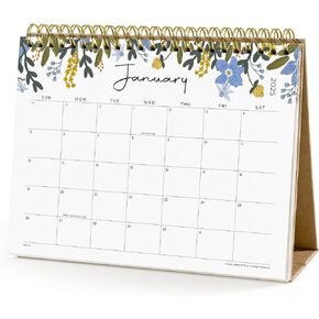 Small Desk Calendar 2025, Cabbrix Standing Flip Desktop Calendar Covers 18 Months Runs from January 2025 to June 2026, Flip Desk Calendars with Stickers and Flower Design 8x6"