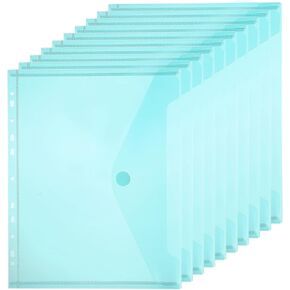 PATIKIL A4 Plastic Binder Pockets for 11 Ring Binder, 10pcs Letter Size Pouch File Bag Document Binder Folders Organizer with Hook and Loop Closure, Pink