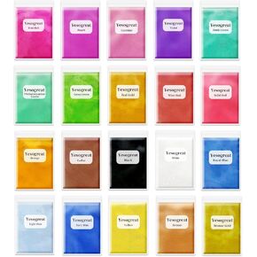 Mica Powder for Epoxy Resin - 20 Colors Shimmery Pigment Powder - Mica Powder for Soap Making, Lip Gloss, Bath Bombs, Nail & Art Crafts, Slime