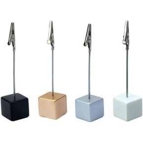 4 Pcs Memo Clip Holders Stand with Alligator Clasp Pictures Card Paper Note Clip for Office Home Use, Paper Stand for Desk, Office Memo Holders