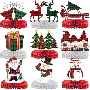 Christmas Honeycomb Centerpieces Buffalo Plaid Christmas Decorations Christmas Buffalo Plaid Decorations Lumberjack Party Decorations for Christmas Party Table Decorations