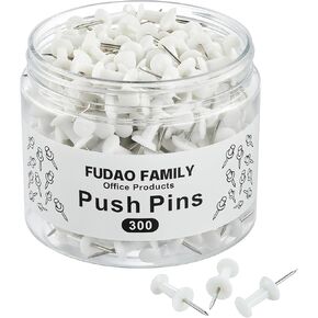 FUDAO FAMILY 300pcs Push Pins for Bulletin Board, Thumb Tacks for Wall Corkboard, Map Pins - Home Office School Craft Projects Plastic Head Steel Push Pin (Pink)