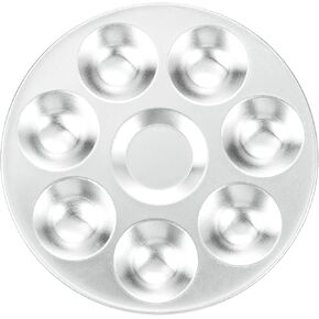 HARFINGTON Paint Palette Tray 4.7" 7 Wells Aluminum Round Paint Mixing Pallet for Acrylic Oil Watercolor Artist DIY Painting