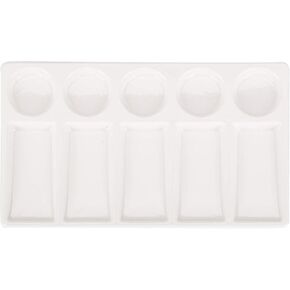 VanEnjoy 10 Wells White Rectangle Ceramic Artist Paint Palette,Porcelain Watercolor Palette,Ceramic Mixing Tray for Watercolor Gouache Painting, 7.6 inch
