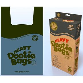 HEAVY Dootie Bags with EZ Tie Handles. Clean and Convenient for Pet Dog Poop, Cat Litter. Multi-Use. Great for Swivel Bin and Gogo Stik Scoopers. Made with Cornstarch. Strong, Leakproof and Very Large