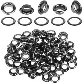 Jeffdad 100 Sets Grommets Kit Metal Eyelets, 1/4 Inch Eyelets and Grommets Kit, Metal Eyelets with Washers for Canvas Shoes Clothing Bead Cores Fabric Leather and Bag