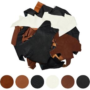 Sweetude Genuine Leather Scraps for Crafts, Full Grain Leather, Mixed Earth Tone Colors Real Cowhide Upholstery Leather Sheets Soft and Flexible Leather Pieces Remnant for Wallet Purse Material(3 lb)