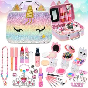 Kids Makeup Kit for Girl - Kid Toys Real Washable Make up Set for Little Girls,Girls Makeup for Toddlers,Princess Play Makeup,Christmas Birthday Gifts Toy for Children 4 5 6 7 8 9 10 Year Old