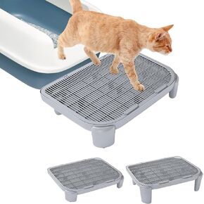 ROYALAY Cat Ramp for Litter Box, Elevated Cat Litter Box Step for Cat Litter Boxes, Adjustable Double Layered Litter Trapper with Filter Function, Cat Litter Ramp for Small & Elderly Cats(White)