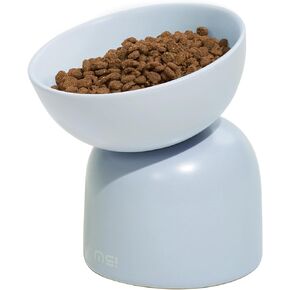 MS!MAKE SURE Dog Cat Food Bowls, Ceramic Elevated Cat Small Size Dog Bowls Dishes, Cat Bowls Whisker Friendly, 15°Tilted Non-Slip No Spill Anti Vomiting for Indoor Cats Bowl Elevated Green