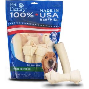 Pet Factory 100% Made in USA Beefhide 6-7" Assorted (Bones & Rolls) Dog Chew Treats - Natural Flavor, 10 Count/1 Pack