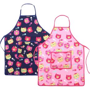 Casoty 2 Pack Kids Aprons, Waterproof Children Art Smock, Toddler Paint Smocks, Painting Apron with Pocket for Age 2-6 Years