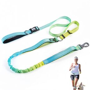 Heavy Duty Hands Free Dog Leash, 4-6 FT Reflective Adjustable Waist Dog Leash Belt with Padded Handles, Shock Absorbing Bungee and Car Seat Belt for Large Medium Dogs (Gradient Pink, L) in Saudi Arabia