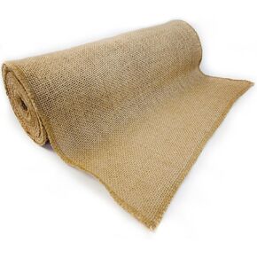 12" x 10yd NO-FRAY Burlap Roll ~ 3 - 5 Table Runners ~ Natural Long Fabric with Finished Edges. Perfect for Weddings, Placemats, Crafts. Decorate Without The Mess!