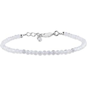 InfinityGemsArt Natural Moonstone Bracelet For Women Gemstone Micro Beads Dainty Jewelry Christmas Gifts for Women, Birthstone, Stone Jewelry 925 Sterling Silver Chain 8 inch Adjustable in Saudi Arabia