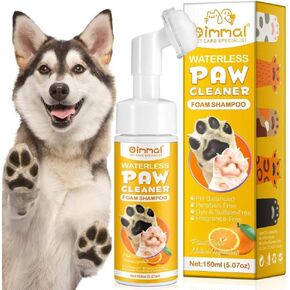 Clean Paws - No-Rinse Foaming Cleanser Paw and Foot Cleaner – Gentle and pH Balanced to Provide a deep Clean Safe for All Dogs and Cats | Portable Bottle with Silicone Bristle Brush