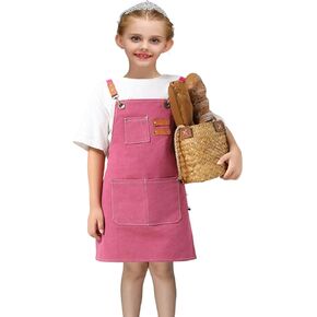 Kids Aprons AdjustableTool Waterproof For Cooking Painting Gardener Canvas Apron For 6-12 Girls And Boys