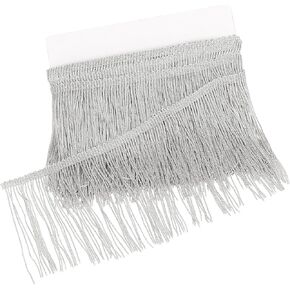 Silver Fringe Trim, 5 Yards of 6" Chainette Fringe Trim Tassel Sewing Trim for Clothes Accessories Latin Wedding Dress DIY Lamp Shade Decoration DIY Crafts