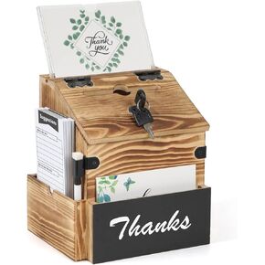 handrong Suggestion Box,Wooden Donation Box,Wood Raffle Box,Ballot Box with Sign Holder,Suggestion Box with Slot and Lock,Prayer Box,Tip Money Drop Box for Fundraising Prayer Ballot Comment