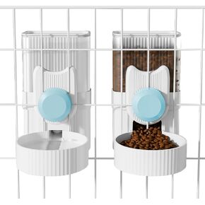 Hanging Cage Auto Pet Food Bowl Water Bottle Dispenser, 1L, Grey in Saudi Arabia