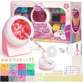 Pllieay Clay Bead Spinner Kit Electric Bead Spinner for Jewelry Making with Clay Beads Letter Beads Bracelet Making kit for Birthday Gift Christmas Gift Clay Beads Bracelet Making Kit with Gift Box ﻿