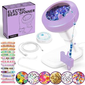FUNZBO Electric Bead Spinner for Bracelet Making Kit, Clay Bead Bracelet Kit Essentials, Bead Spinner Needles Included, Easy Friendship Jewelry Bracelet Making, Applicable for Different Kind of Beads