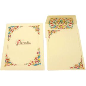 Kartos Florentia Writing Sheet Portfolio - Cream, Classic Style - 10 Sheets & Envelopes