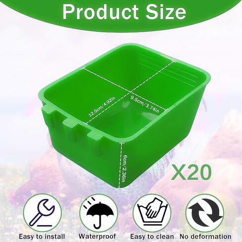 20 Pcs Chicken Coop Feeder Water Cup,16 oz Cage Cups Chicken Feeder Waterer, Cage Cups Birds Hanging Feeders, Chicken Feeder Water Bowl for Parakeet Poultry Pigeon Bunny Wire Cage (Red) in Saudi Arabia
