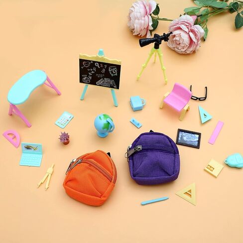 ONEST 34 Pieces Doll House School Supplies Mini School Accessories Dollhouse Toy Home Miniature Model DIY Doll Accessories in Kuwait