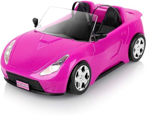 SUPER JOY Dolls Accessories - Convertible Car for Dolls Glittering Pink Convertible Doll Car in Saudi Arabia