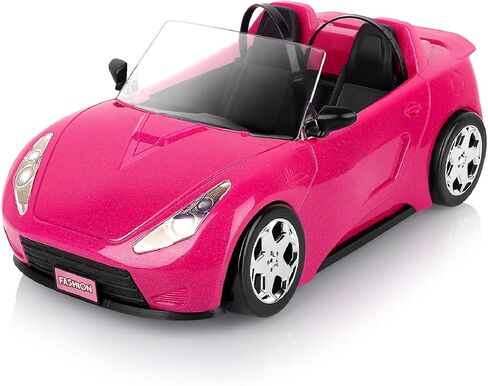SUPER JOY Dolls Accessories - Convertible Car for Dolls Glittering Pink Convertible Doll Car in Saudi Arabia