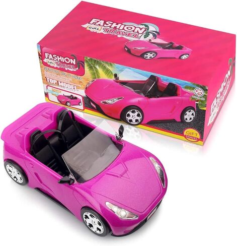 SUPER JOY Dolls Accessories - Convertible Car for Dolls Glittering Pink Convertible Doll Car in Saudi Arabia