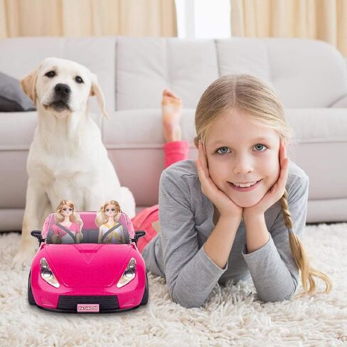 SUPER JOY Dolls Accessories - Convertible Car for Dolls Glittering Pink Convertible Doll Car in Saudi Arabia