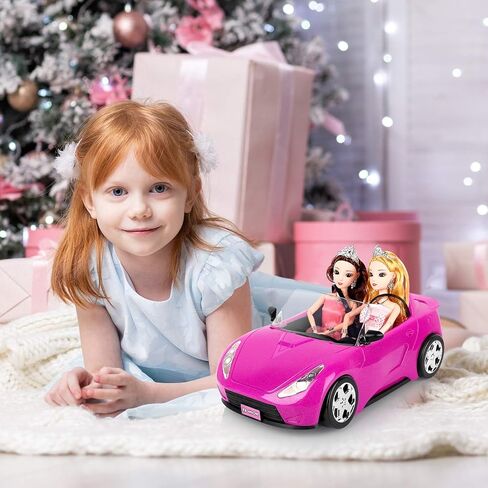 SUPER JOY Dolls Accessories - Convertible Car for Dolls Glittering Pink Convertible Doll Car in Saudi Arabia