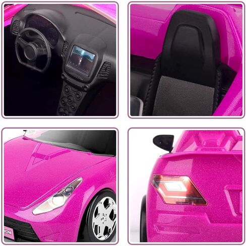 SUPER JOY Dolls Accessories - Convertible Car for Dolls Glittering Pink Convertible Doll Car in Saudi Arabia