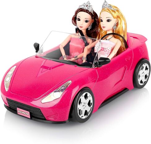 SUPER JOY Dolls Accessories - Convertible Car for Dolls Glittering Pink Convertible Doll Car in Saudi Arabia