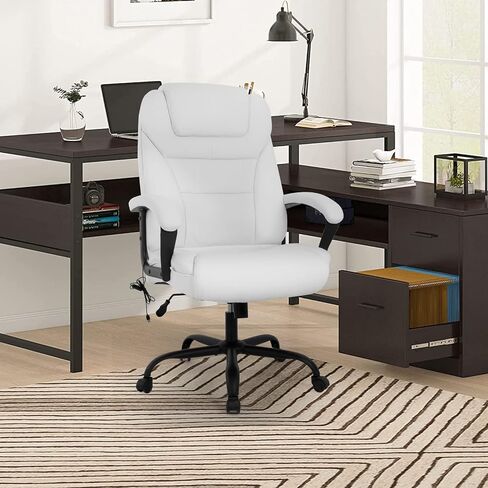 Big and Tall Office Chair 500lbs Wide Seat Ergonomic Desk Chair with Lumbar Support Arms High Back PU Leather Executive Task Computer Chair for Heavy People Women,Black in Kuwait