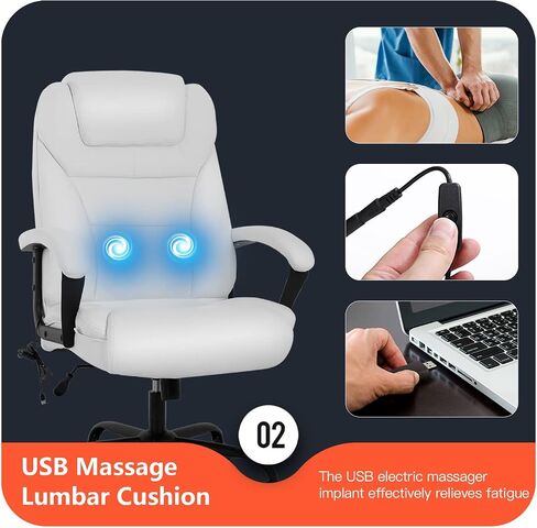 Big and Tall Office Chair 500lbs Wide Seat Ergonomic Desk Chair with Lumbar Support Arms High Back PU Leather Executive Task Computer Chair for Heavy People Women,Black in Kuwait