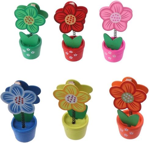 6PCS Cartoon Wooden Flowers Card Holder, Note Holder Message Holder Photo Holder in Saudi Arabia