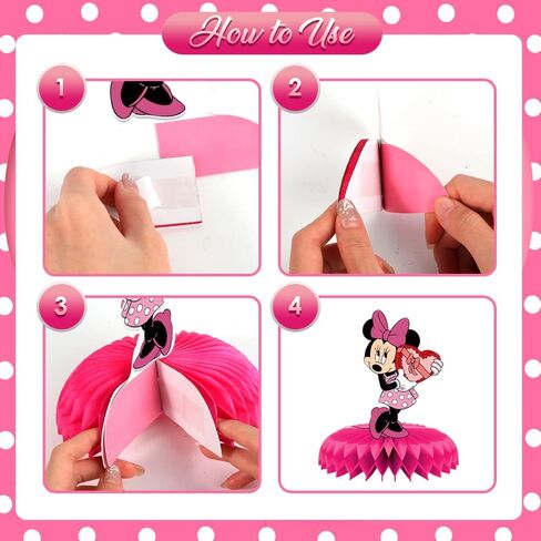 9Pcs Pink Cartoon Mouse Party Decorations, 3D Double Side Cake Toppers, Girls Mouse Theme Honeycomb Centerpieces Table Toppers, Cartoon Mouse Birthday Supplies for Kids in Saudi Arabia
