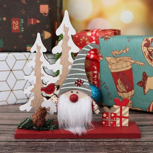 5 قطع من زينة سطح الطاولة لعيد الميلاد وديكورات طاولات العطلات الكبيرة وديكورات سطح الطاولة لعيد الميلاد عرض خشبي سانتا ثلج للمنزل والمطعم والمقهى لتزيين طاولات عيد الميلاد والعطلات المركزية in Kuwait